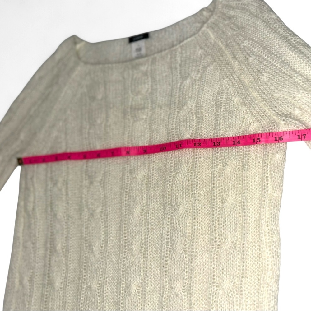 J.Crew “Dolce” Boat Neck Cable Knit Mohair Wool Blend Sweater- Size Small-Ivory - Picture 8 of 9